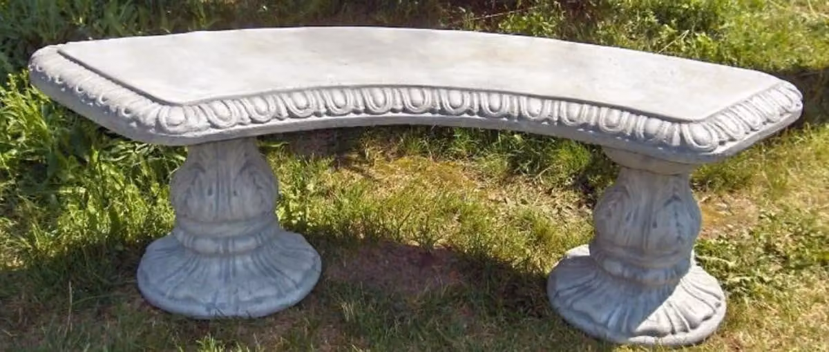 Casa Padrino Panchina da giardino / panchina da parco in stile liberty grigio 138 x 45 x h. 48 cm - Panchina curva con belle decorazioni - Mobili da giardino