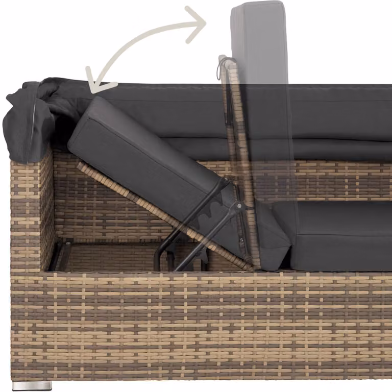 Set da giardino moderno Tectake in rattan con struttura in alluminio verniciato e cuscini beige