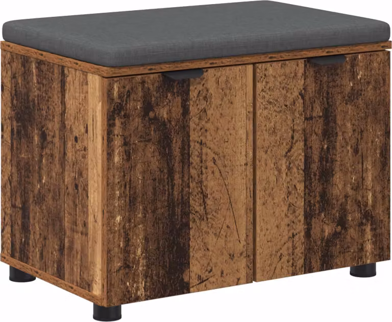 Panca per ingresso con cuscino Legno vecchio 60 x 38 x 46 cm