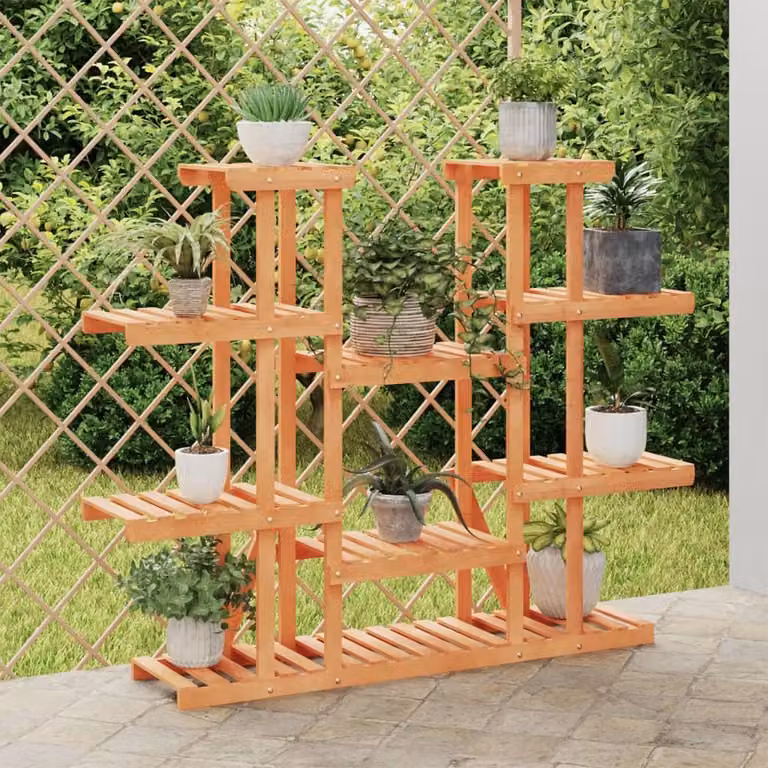 vidaXL Portafiori in Legno di Abete Marrone L: 110 cm, P: 25 cm, H: 110,5 cm
