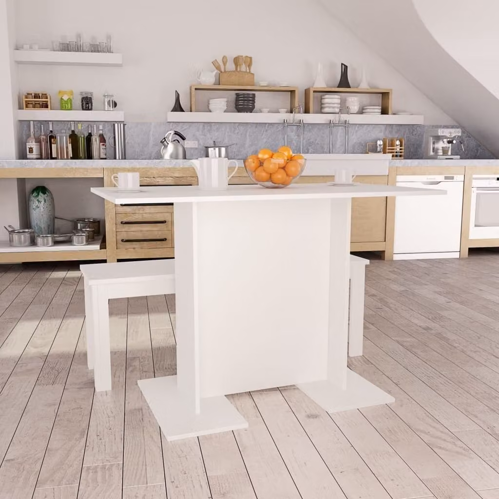 The Living Store tavolo da pranzo bianco 110x60x75 cm in materiale ligneo