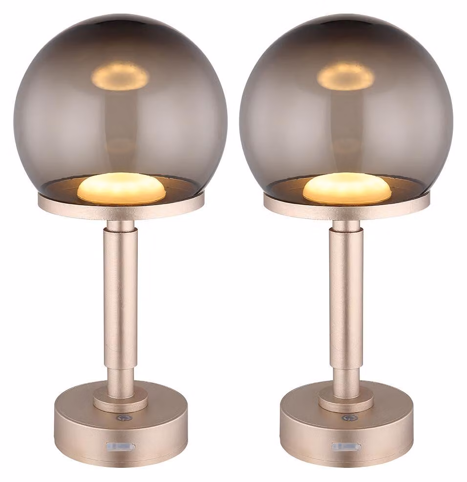 2x Lampada da tavolo a LED, touch dimmer, USB, AKKU, H 31,5 cm