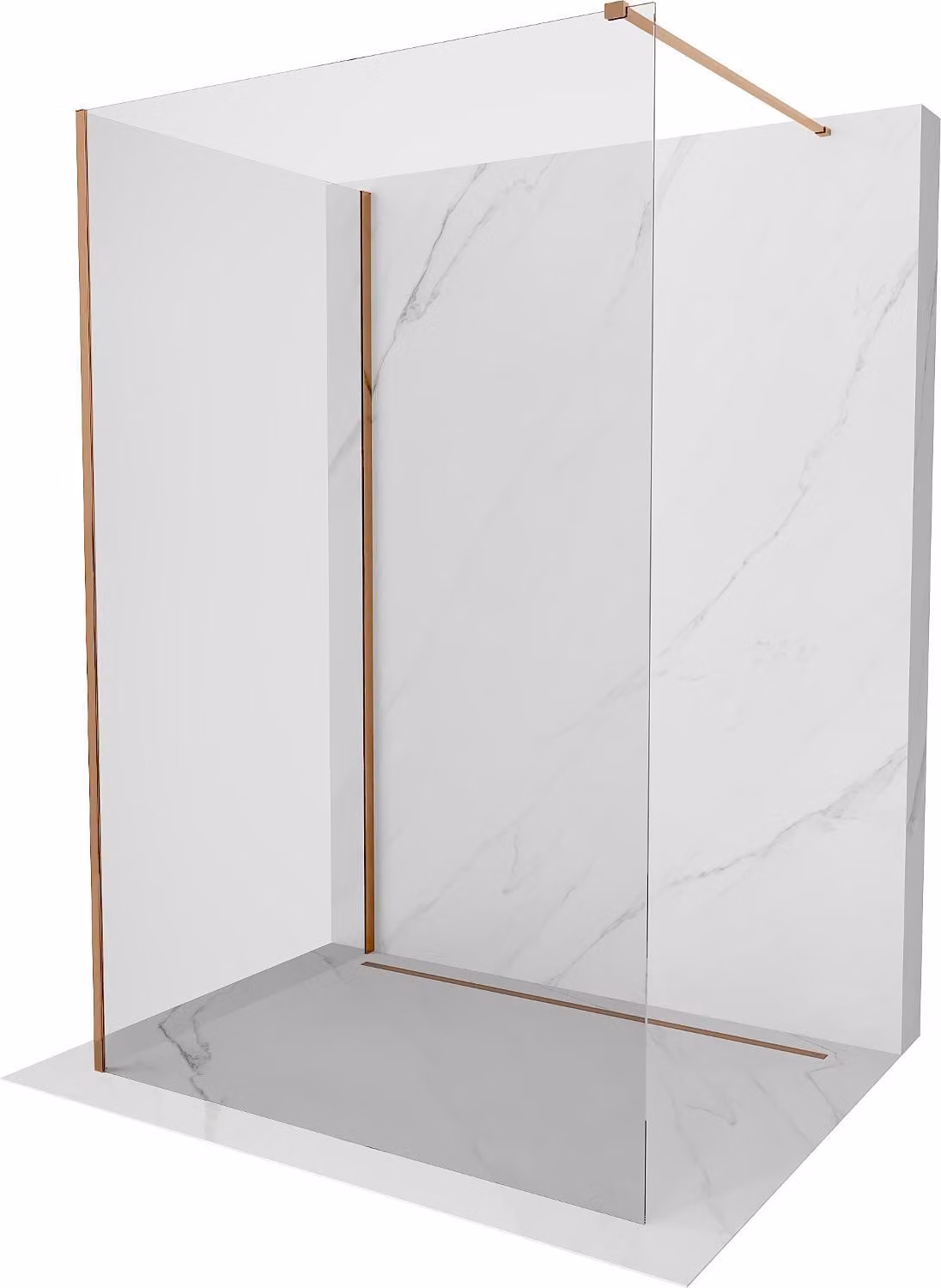 Mexen Kioto parete doccia Walk-in 100 x 90 cm, trasparente, oro rosa - 800-100-212-60-00-090