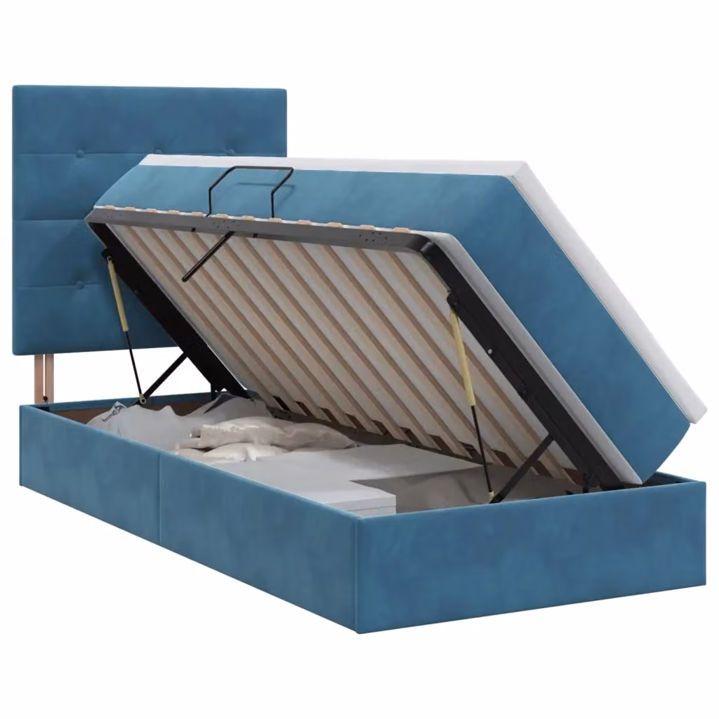 Letto con contenitore e materasso vidaXL Blu, L/P/H: 100 x 200 x 204 cm – 2