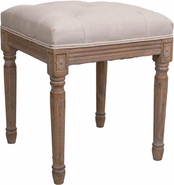 Sgabello WANDERLUST DECO in legno e tessuto marrone e beige L/P/H: 41 x 41 x 48 cm – 1