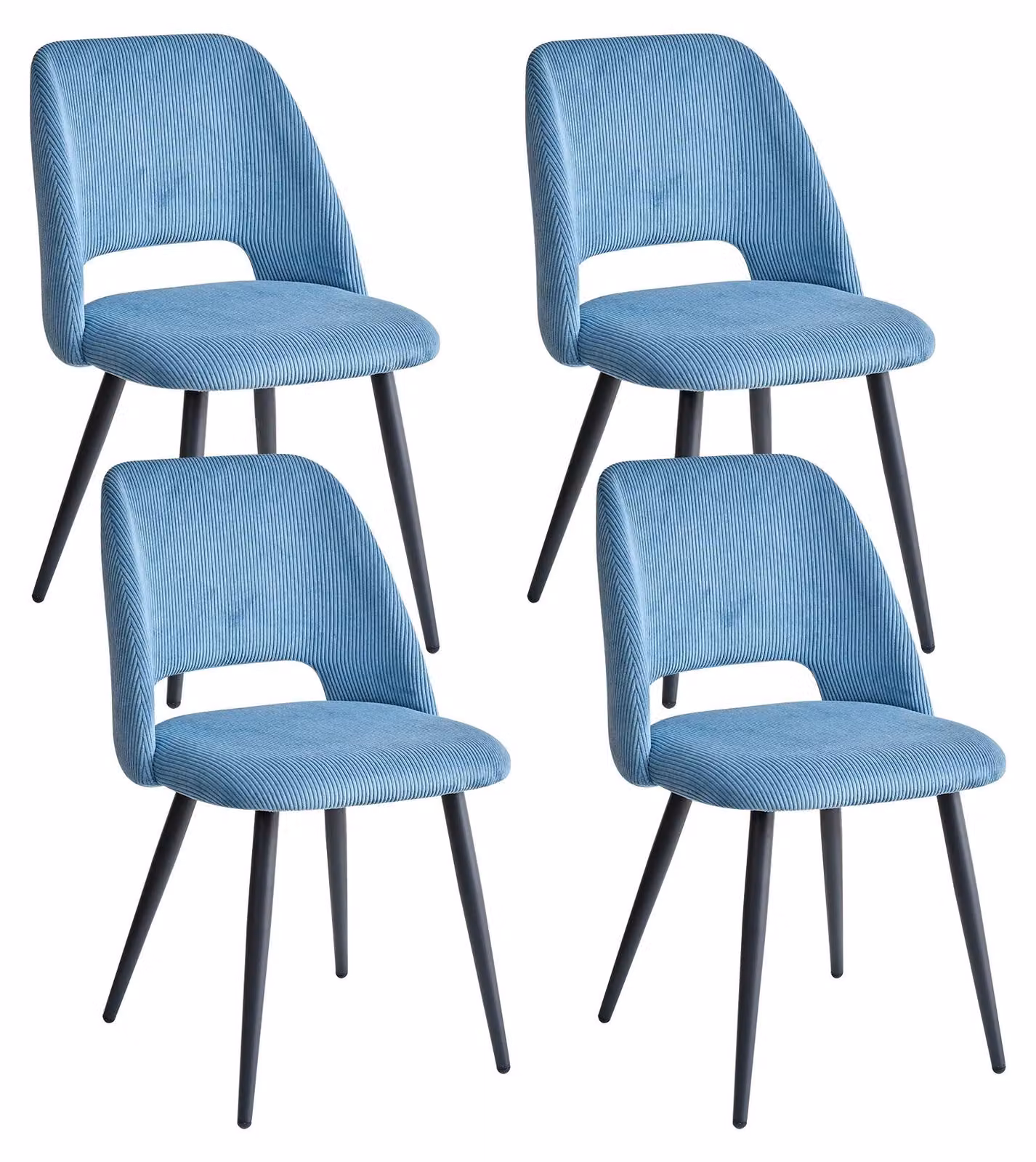 Set di sedie da pranzo - Sedie per la sala da pranzo - Set da 4 pezzi - Colore blu - Struttura in metallo - Stile moderno e minimalista - Da montare autonomamente
