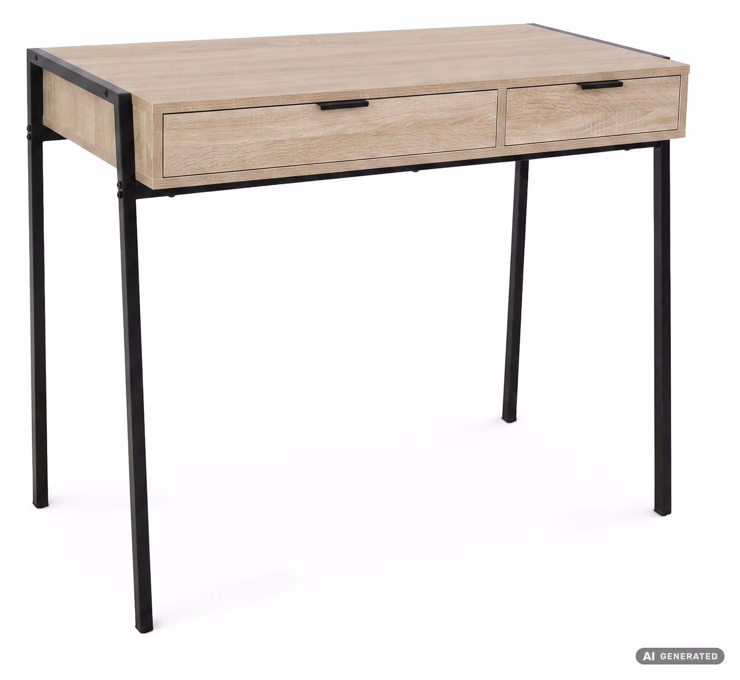 Scrivania industriale per computer Rovere Sonoma ZENTIA 100 cm 2 cassetti gambe nere
