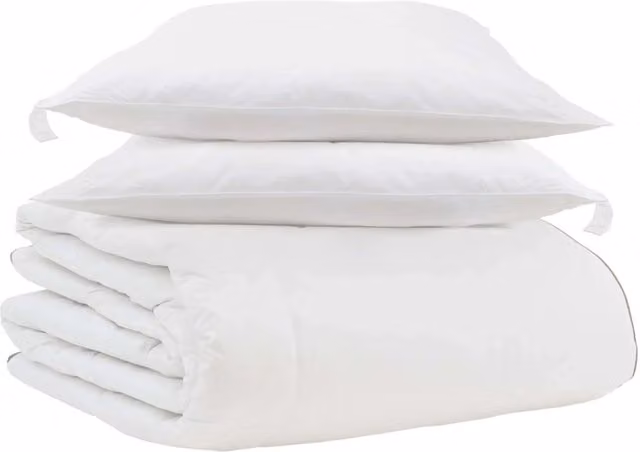 Set Piumone Invernale con 3 Cuscini in Cotone e Piuma d'Anatra Bianco DESIGN IN