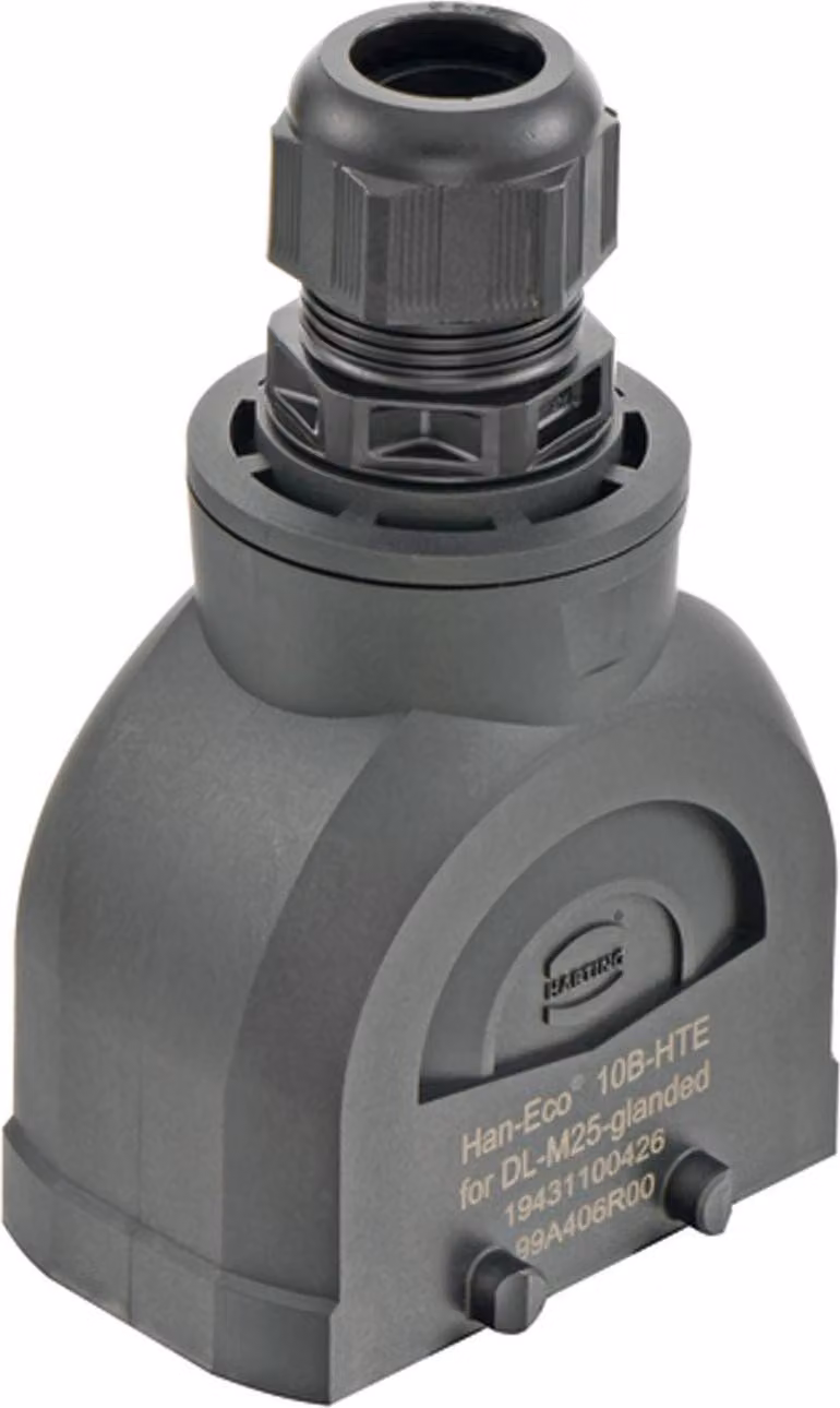 HARTING Han ECO 10B Custodia con pressacavo, 1xM25 uscita cavo diritta, per 2 staffe (nella parte inferiore) - 1