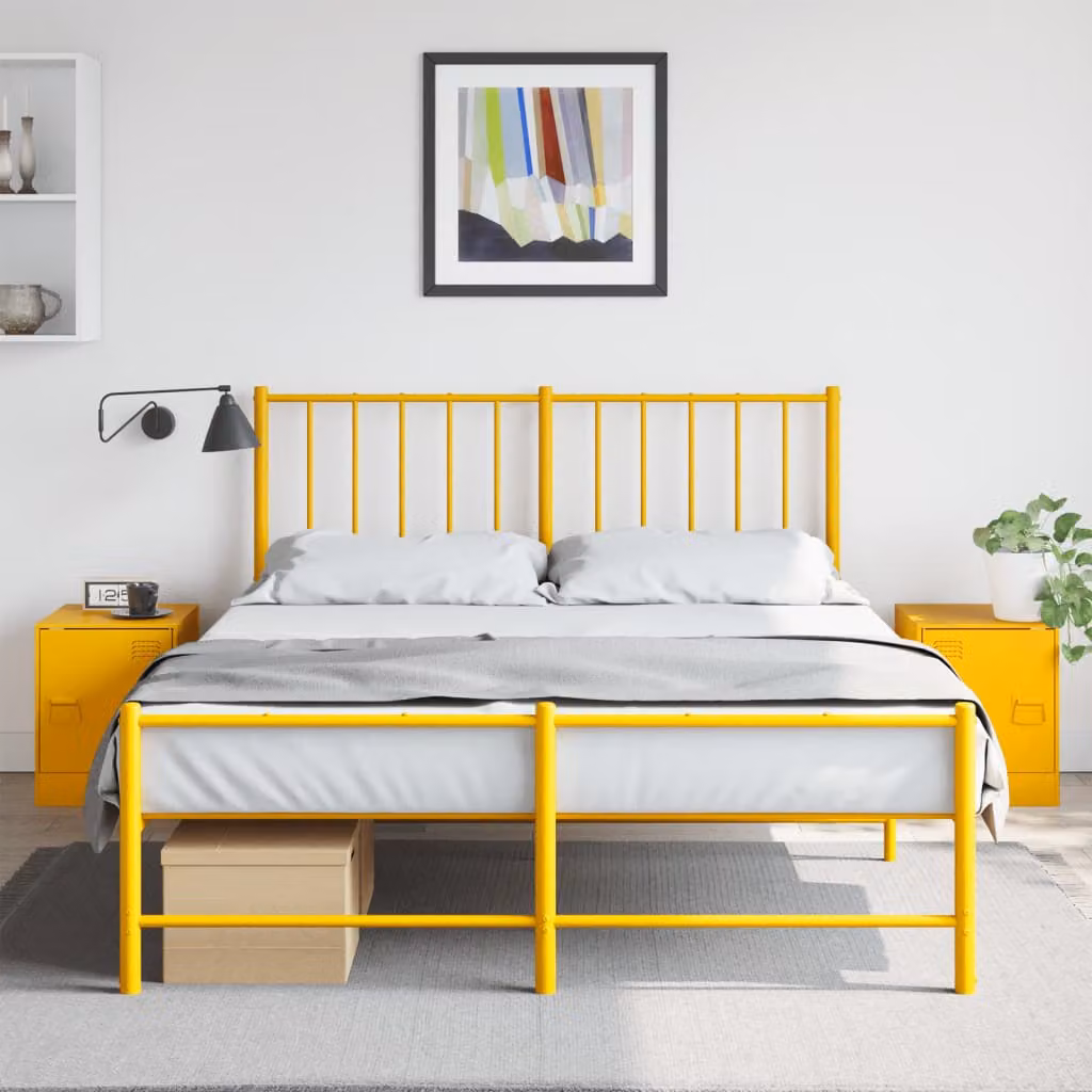 Set di 2 comodini vidaXL in metallo giallo senape L/P/H: 34,5 x 39 x 44 cm