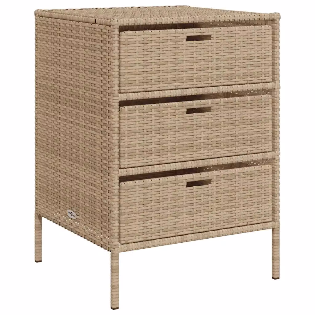 Armadietto portaoggetti da giardino vidaXL in rattan e metallo beige L: 55 cm, P: 59 cm, H: 80 cm – 2