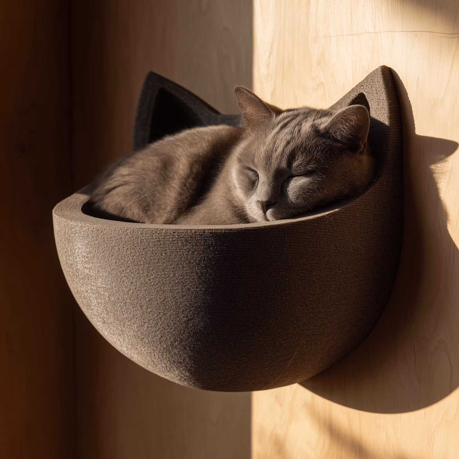 Decords, lettino a parete per gatti in 3D, con orecchie, 45 cm