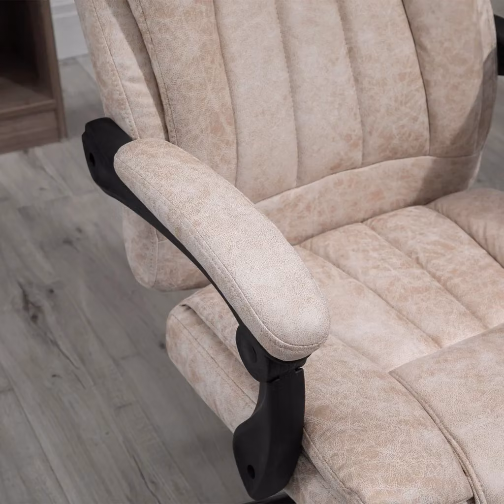 Sedia da ufficio ergonomica moderna in microfibra beige con rotazione a 360 gradi, braccioli e ruote per home office – 2