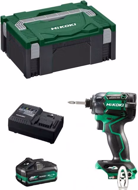 Avvitatore ad impulsi HiKOKI WH36DCB1X verde con batteria ricaricabile e valigetta HSC II