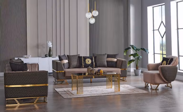 Designer Sofagarnitur 3+3+1 Sitzer Couch Polster Sitzgarnitur Set