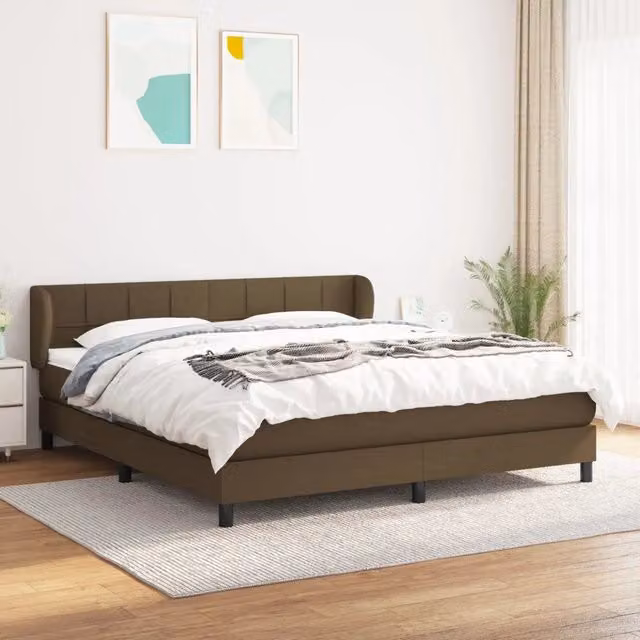 Letto Ibrido vidaXL con Giroletto a Molle e Materasso, Marrone e Bianco, L/P/H: 160 x 200 x 88 cm