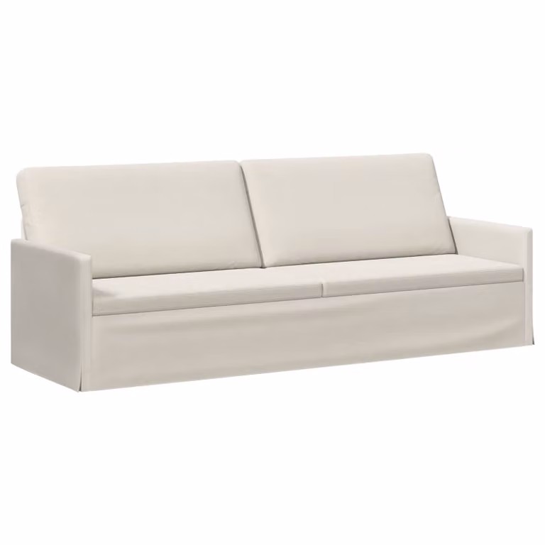 Divano a 3 posti vidaXL in velluto beige con struttura in metallo, L 220 x P 81 x H 82 cm