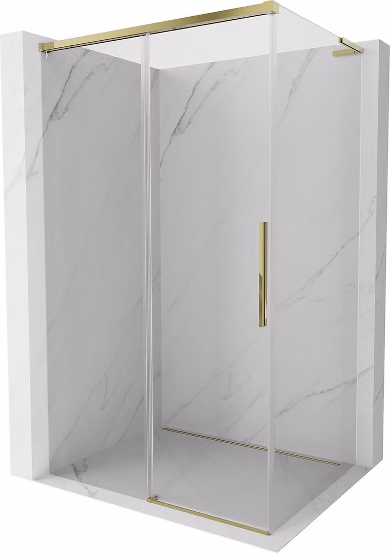 Mexen Rox L cabina doccia scorrevole 100 x 110 cm, trasparente, oro - 8C2L-100-110-50-00