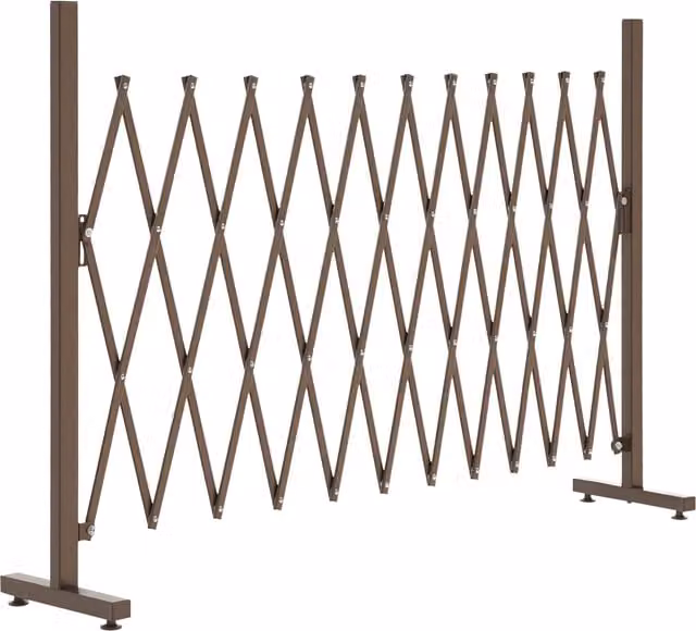 Recinzione estensibile a forbice Outsunny per giardino in alluminio marrone H 103,5 cm, larghezza regolabile da 35 a 300 cm