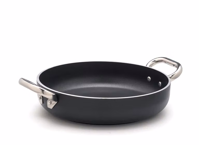 Tegame AlBlack in alluminio antiaderente 5mm, per induzione, due maniglie, diam. 24cm