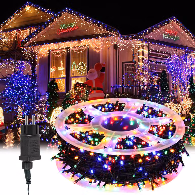 Catena luminosa LED Ikodm, 200 metri, 2000 LED, con 8 modalità, ideale per interni, Natale, feste, giardino. Effetto scintillante a forma di stelle. Decorazione colorata