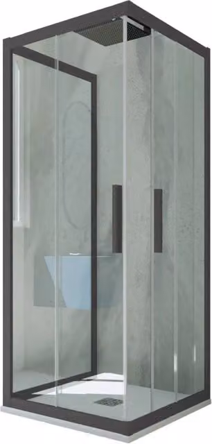 Box doccia Kolors Trio FORTE con 3 lati scorrevoli, vetro trasparente e profilo antracite, L 80 cm x P 90 cm x H 200 cm