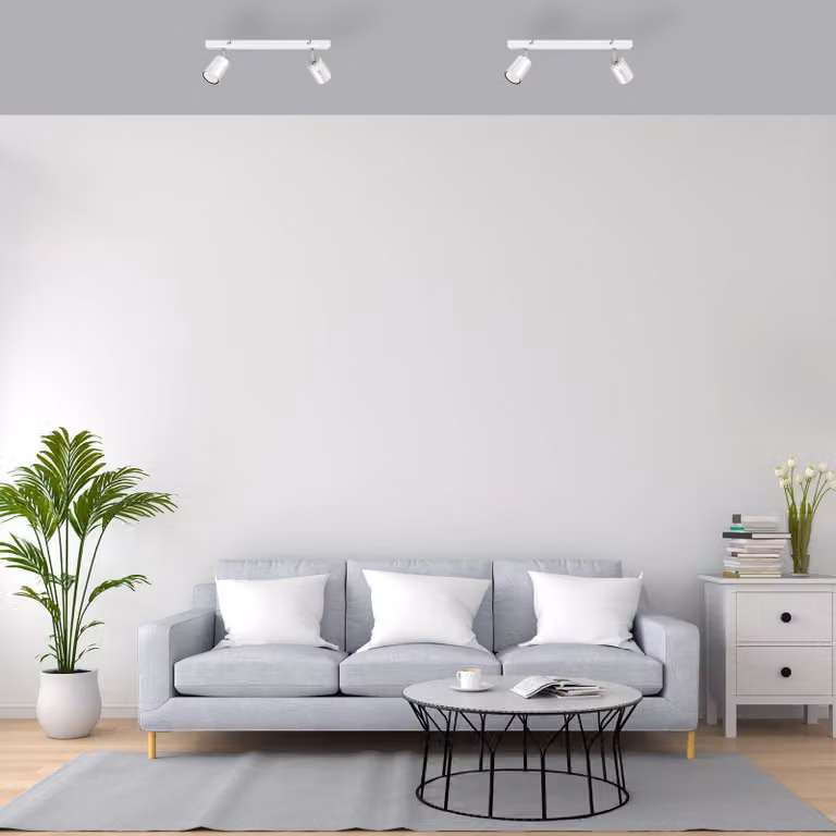 Plafoniera Tune II, bianco/cromo, metallo, a 2 luci, GU10 II HELAM, Bianco / Opale, Soggiorno / Sala da pranzo, Metallo, Moderno