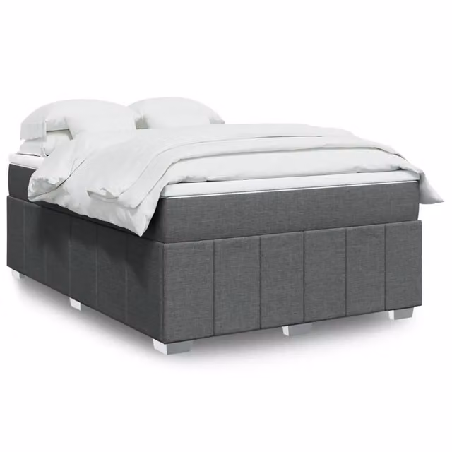 Letto con Giroletto a Molle e Materasso Ibrido vidaXL, Grigio e Bianco, L 160 x P 200 cm