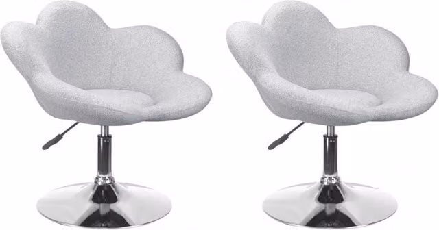 Set 2 Poltroncine da Soggiorno 69x55x69/81 cm in Schiuma Poliuretanica Fleur Cromo-Grigio Chiaro