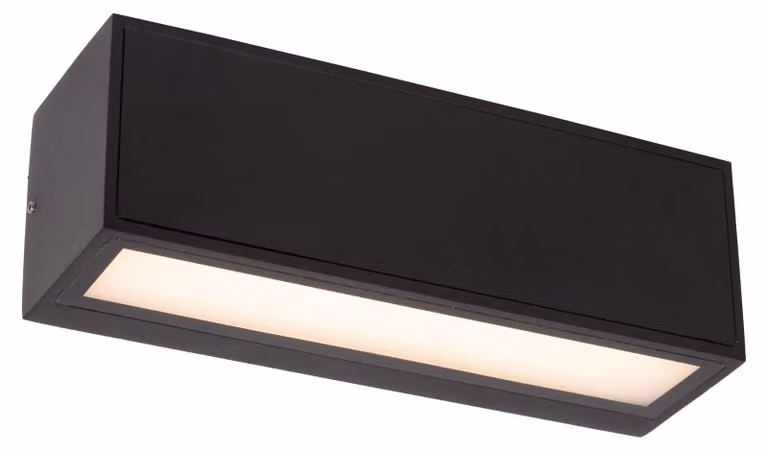 Lucide SUTTON - Lampada da parete, interni/esterni - solare - LED - 1x1,5W, 2700K/3000K - IP54 - sensore di luminosità (giorno/notte) - nero