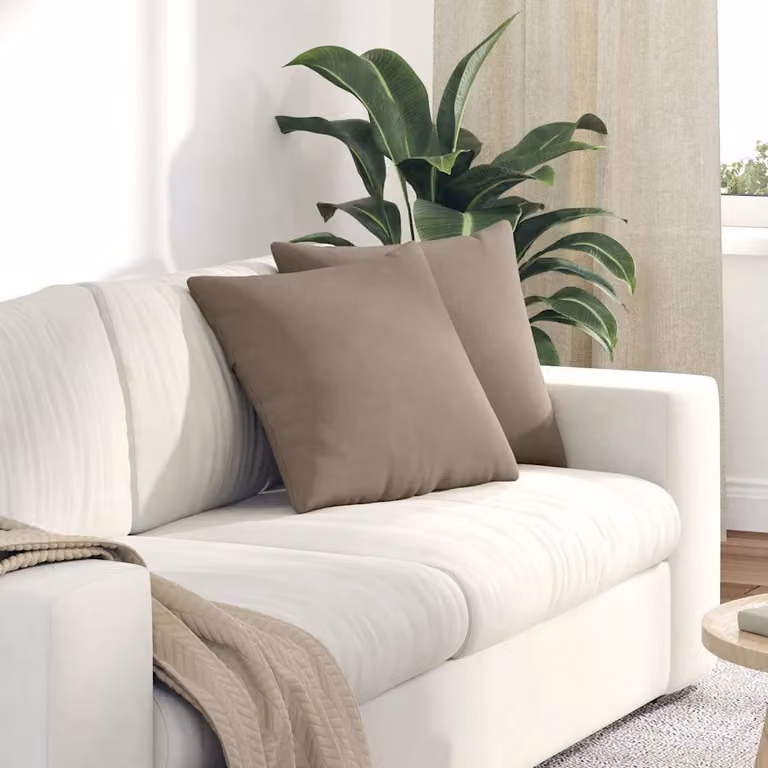 Set di 2 cuscini da divano quadrati vidaXL in tessuto beige e grigio con fodera rimovibile L 45 cm x P 45 cm x H 45 cm