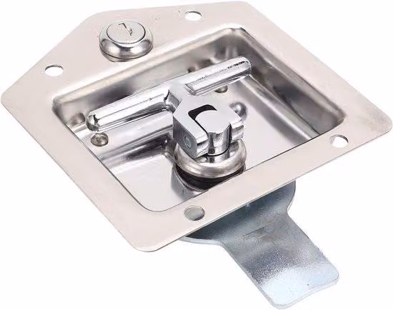Serratura da incasso - Serratura per compartimenti di sicurezza - Serratura per cassetti degli attrezzi - Serratura per porte di rimorchio - Serratura con maniglia a T - Acciaio inossidabile - 2 chiavi - 120 x 125 x 50 mm - Serratura per porte