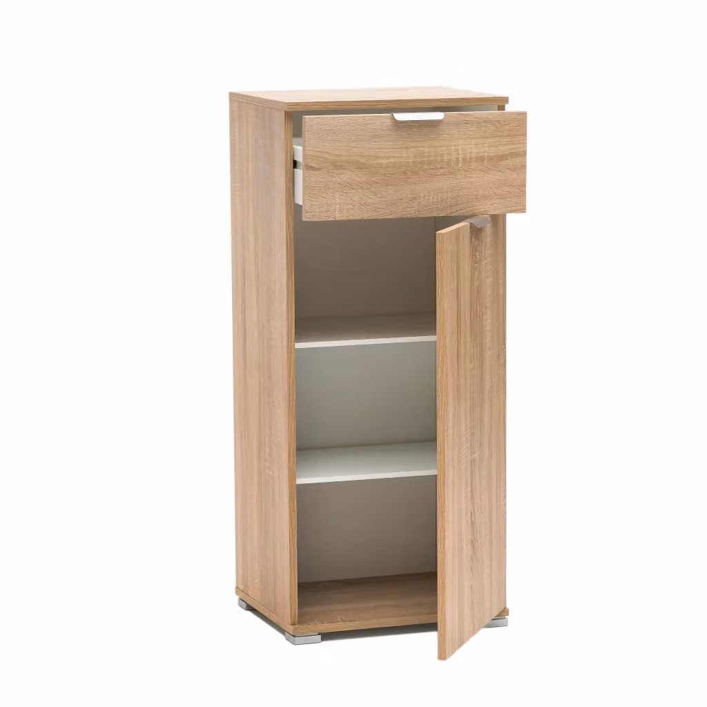 Armadietto da Bagno Moderno Curt Bauer in Legno Composito Marrone con Cassetto e Ripiani Interni L: 45 cm, P: 38 cm, H: 103 cm – 2