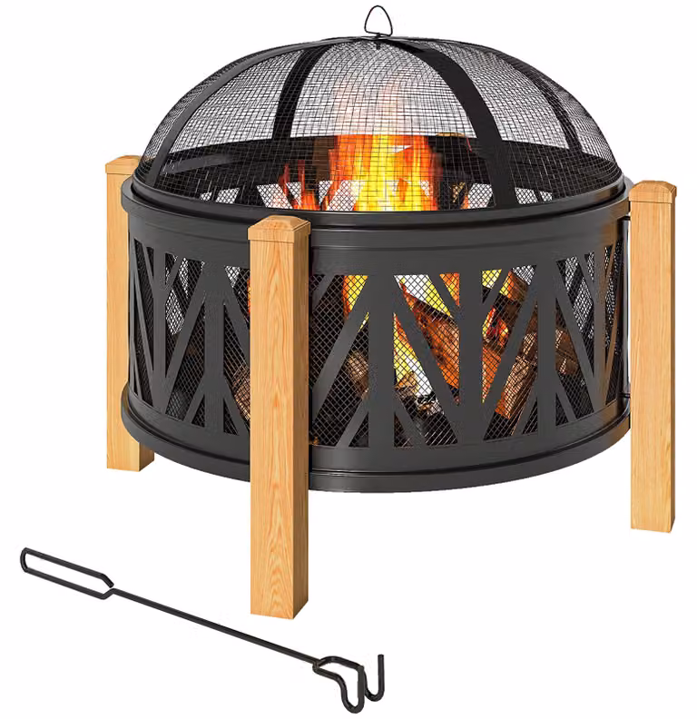 Outsunny ciotola per fuoco 2 in 1 Ø75 x 58 cm con attizzatoio parascintille