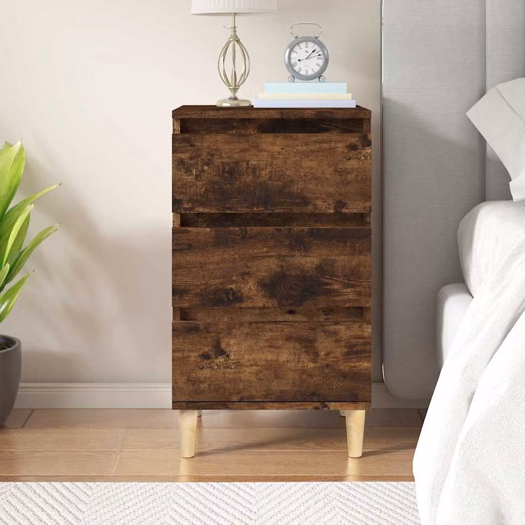 Comodino vidaXL in legno multistrato Rovere Fumo, L: 40 cm, P: 35 cm, H: 70 cm
