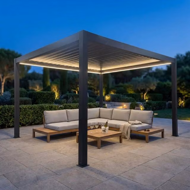 Pergola Bioclimatica Smart Motorizzata in Alluminio Bob Gardens TONY PRO Colore Antracite