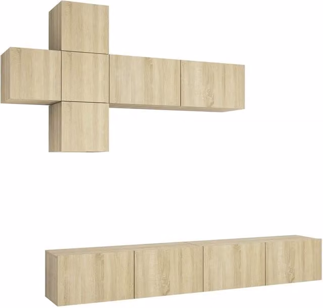 Set di Mobili Porta TV 7 pz | Armadietto TV | Mobile Porta TV Rovere Sonoma in Legno Multistrato