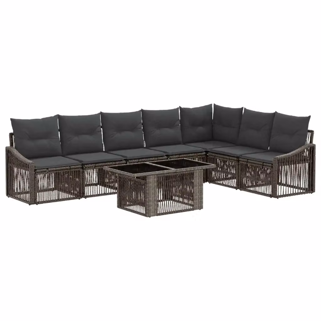 Set Divano da Giardino a L con Tavolino vidaXL in Polyrattan Grigio e Antracite, 8 Pezzi con Cuscini Inclusi – 2