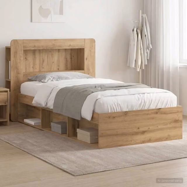 Letto moderno con contenitore e cassetti vidaXL in legno color rovere L: 190 cm, P: 140 cm, H: 93,5 cm