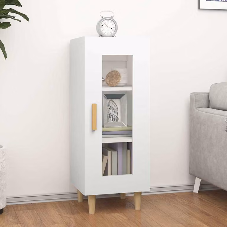 Credenza bianca moderna vidaXL in legno e vetro da appendere al muro L/P/H: 34,5 x 34 x 90 cm