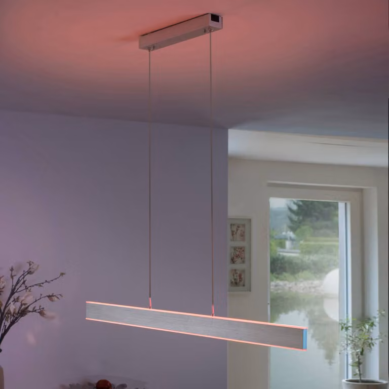 Q-Smart-Home Paul Neuhaus Q-Adriana LED a sospensione up/down Q-Adriana, dimmerabile, Alluminio / Grigio / Zincato, Soggiorno / Sala da pranzo, Alluminio, Moderno