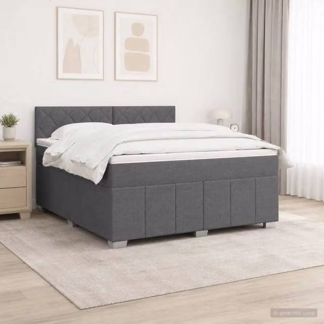Letto box spring ibrido vidaXL con materasso e illuminazione sottostante, Grigio, L/P: 140 x 190 cm