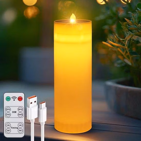 Candele LED solari Unyqoos® IPX5 impermeabili – luce tremolante, telecomando e timer da 2/4/6/8 ore, ricarica solare e USB, adatte per interni ed esterni