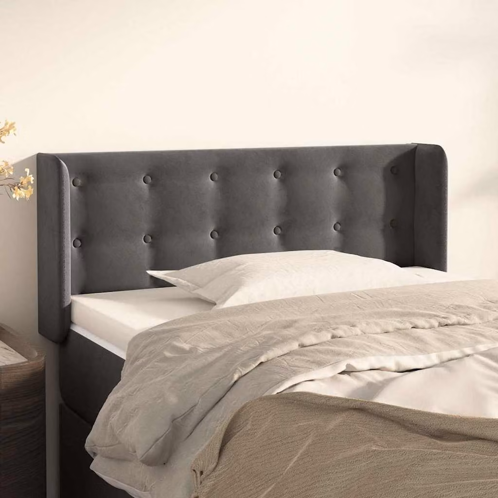 Testiera ad orecchio vidaXL in velluto grigio scuro L: 93 cm, P: 16 cm, H: 78-88 cm