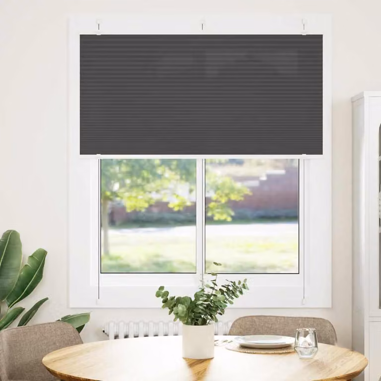 vidaXL Tenda Plissettata Nera 115x150 cm Larghezza Tessuto 114,4 cm