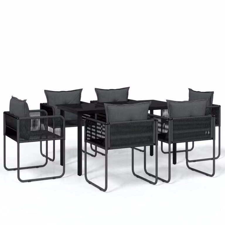 Set da Pranzo da Giardino 7 pz Nero