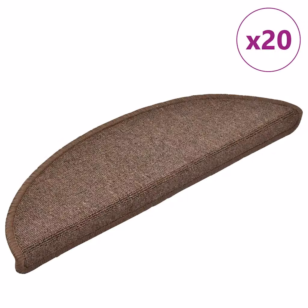 Set di 20 tappetini per scale semicircolari vidaXL, colore marrone, autoadesivi e antiscivolo, L: 56 cm, P: 17 cm, H: 3,5 cm