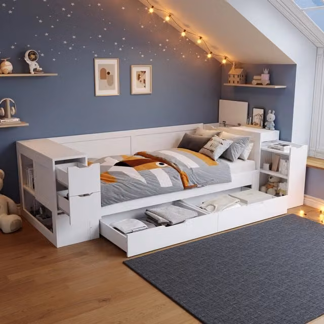 letto bambini mdf bianco 90 x 200 cm