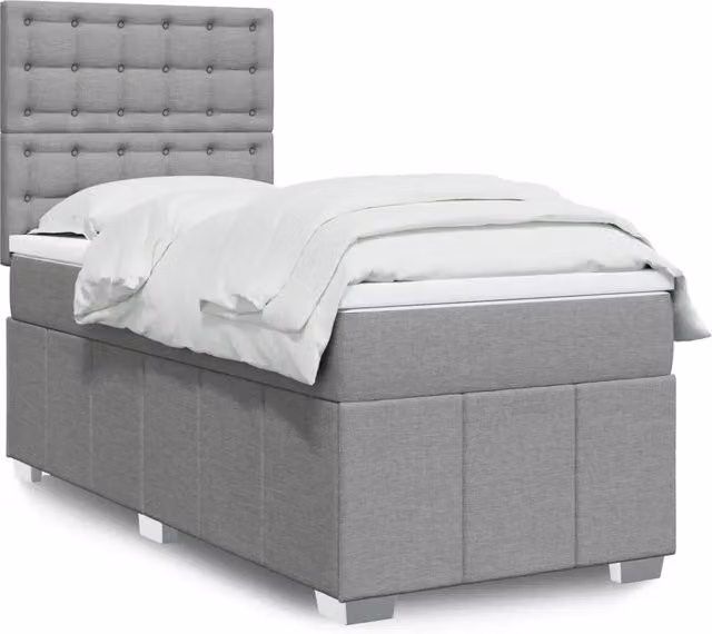 Letto Ibrido con Giroletto a Molle e Materasso vidaXL, Grigio Chiaro e Bianco, L/P/H: 80 x 200 cm