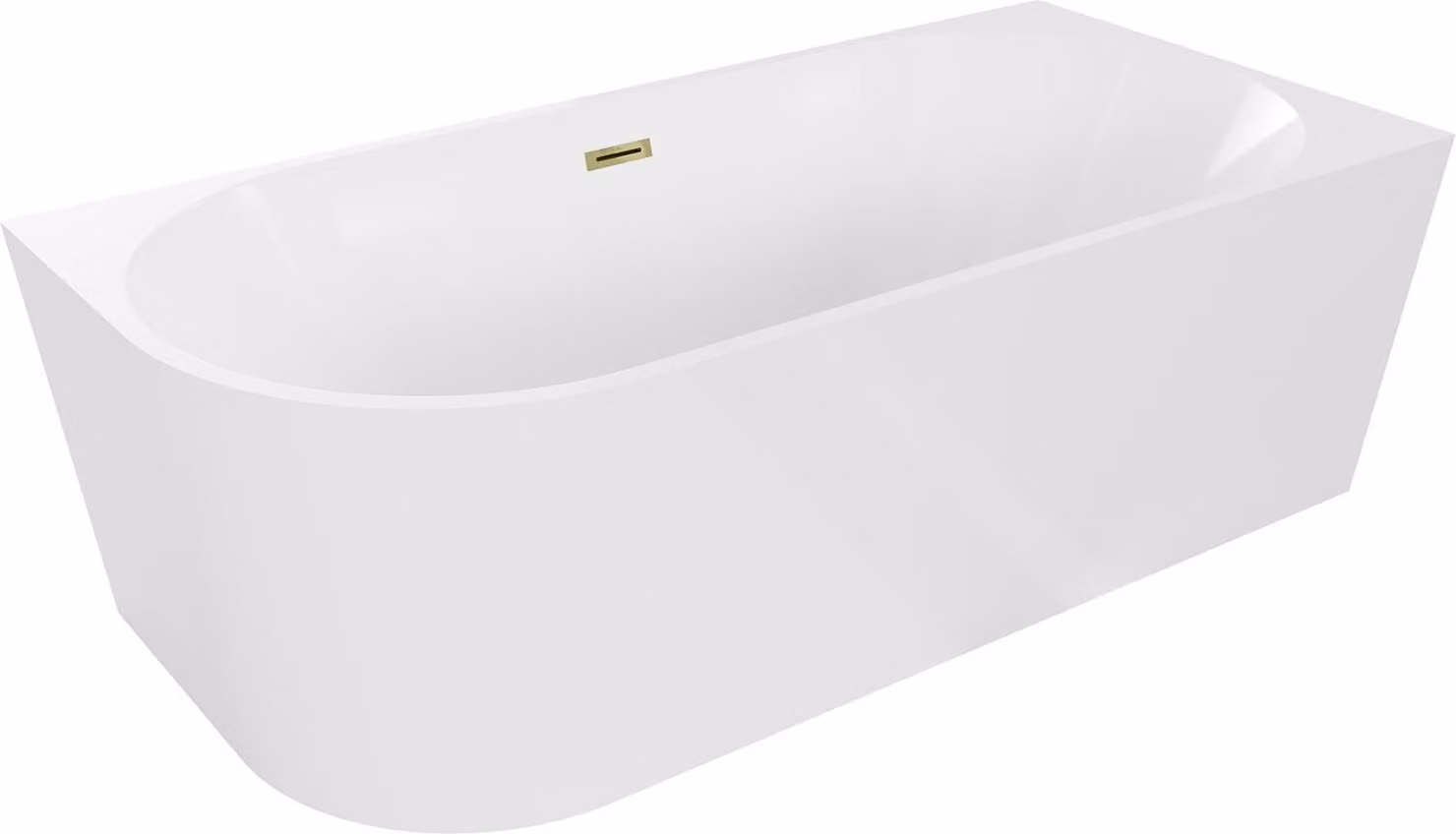 Mexen Mia vasca da bagno autoportante ad angolo destro 160 x 75 cm, bianca, con scarico dorato - 52691607500P-50